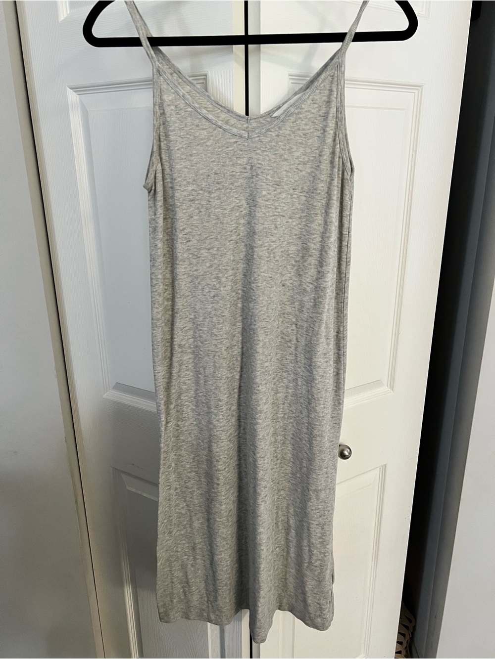H&M Light Gray V-Neck Spaghetti Strap Midi Dress